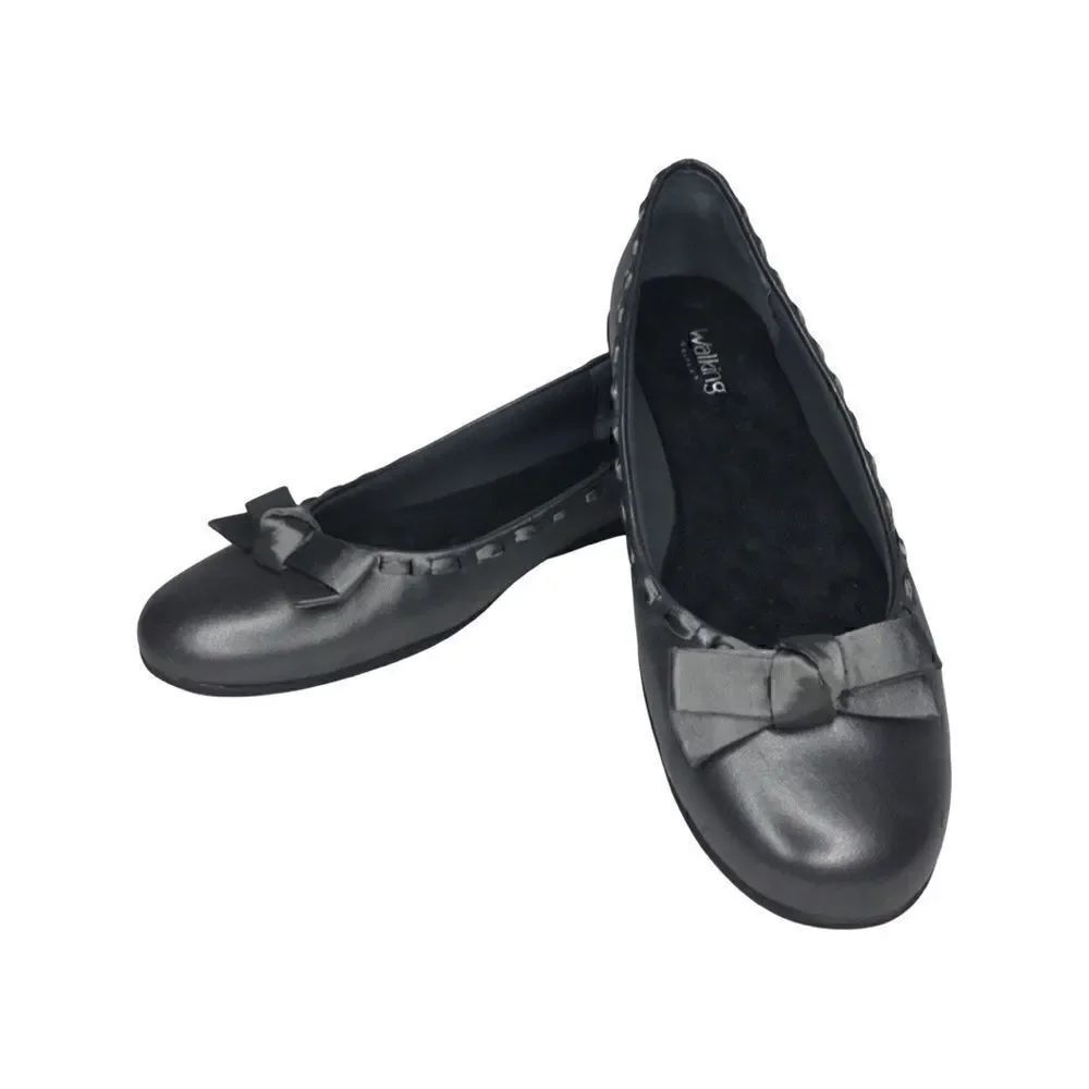 Walking Cradles Pewter Metallic Leather Flats Size 9B